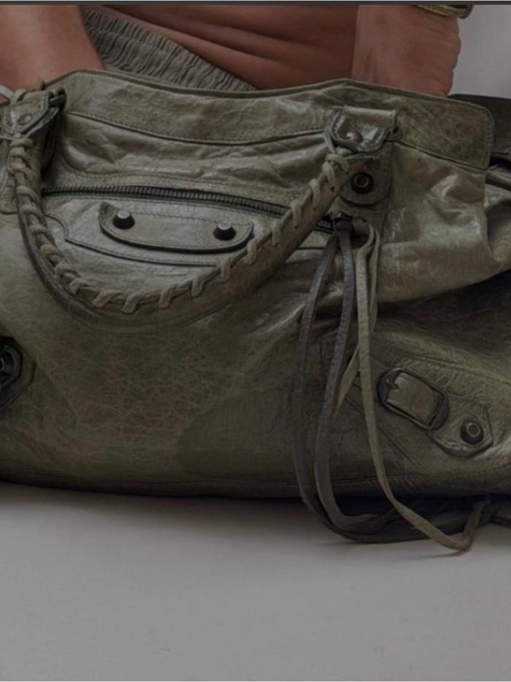 Olive Green Women's Leather Tote Bag